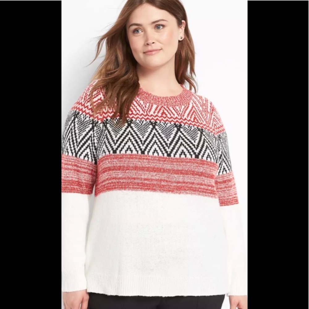 Lane Bryant Crew-neck Jacquard Sweater- cream color. Size 14/16